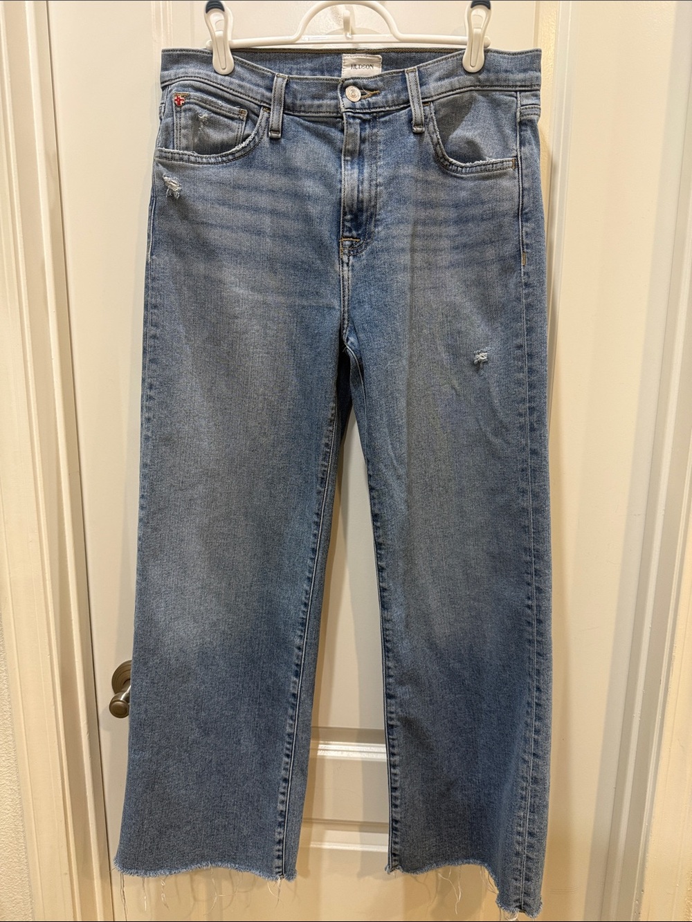 Hudson Jeans Wide Leg Blue Distressed Denim